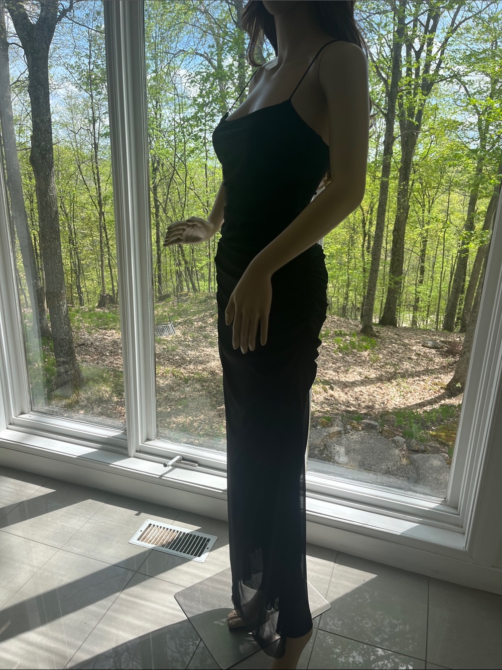 Zara Black Spaghetti-Strap Maxi Dress